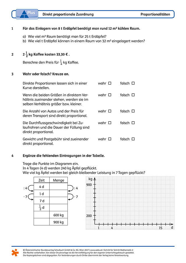 Direkt proportionale Zuordnung