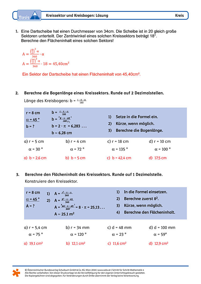 Kreissektor und Kreisbogen