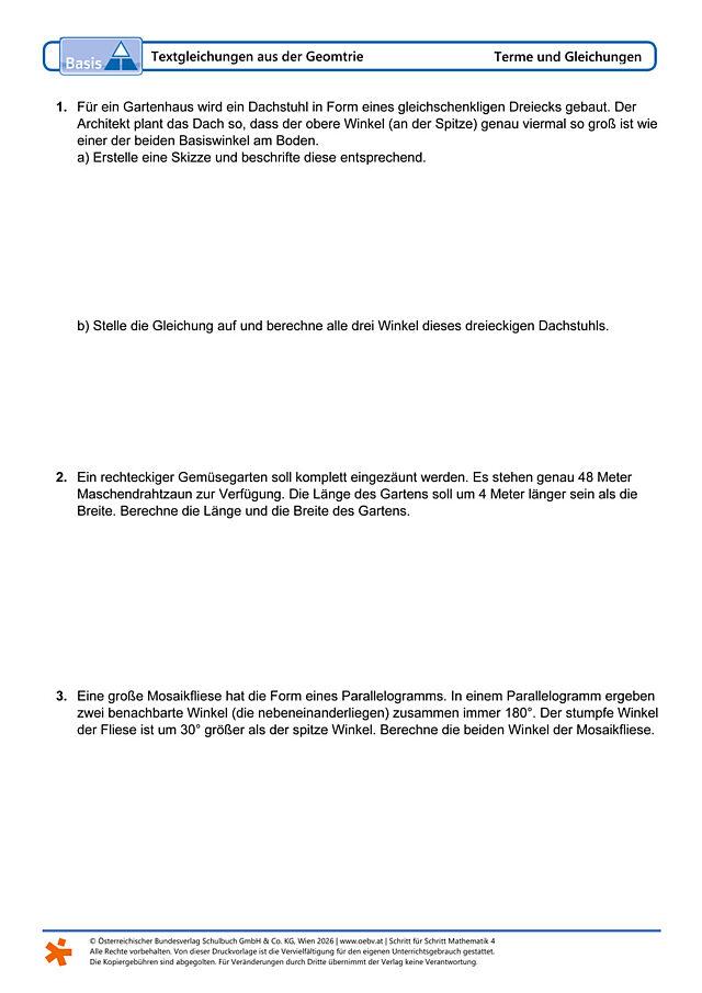 Textgleichungen aus der Geomtrie