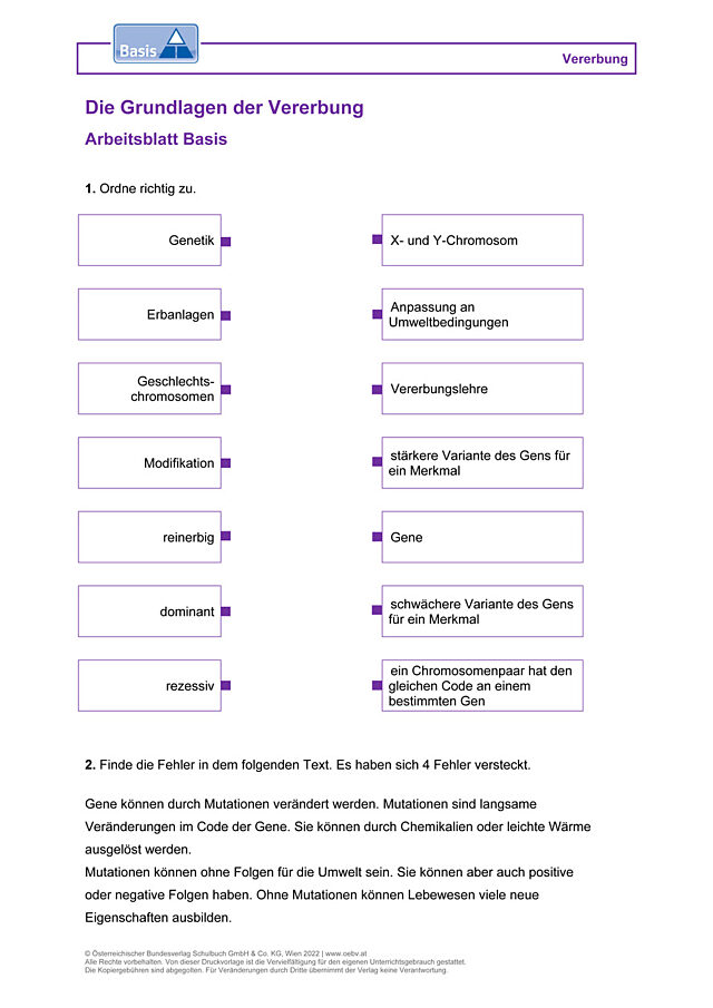 Die Grundlagen der Vererbung