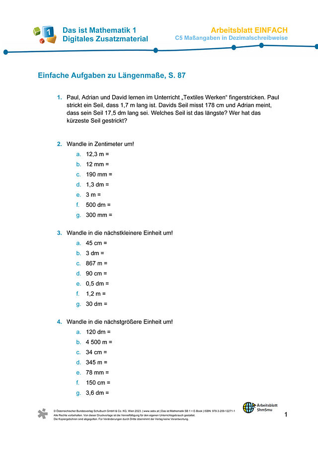Einfaches AB zu C5 Längenmaße