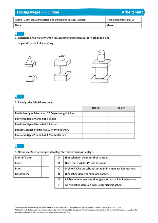 Gecheckt Eigenschaften und Darstellung gerader Prismen
