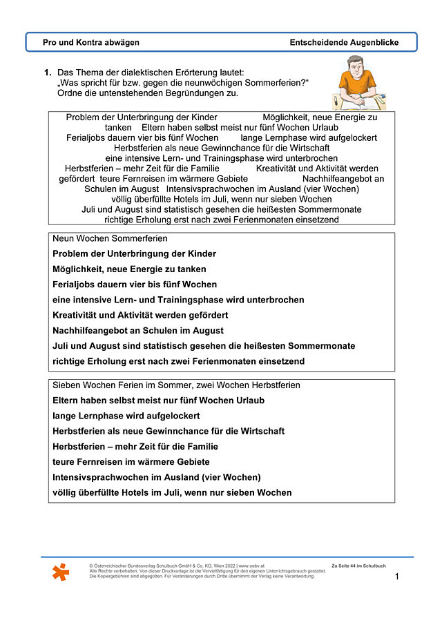 Pro und Kontra abwägen