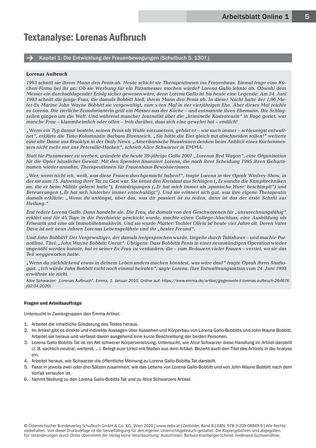 Textanalyse: Lorenas Aufbruch