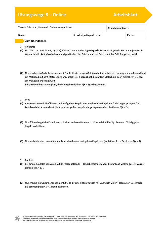Glücksrad, Urne - ein Gedankenexperiment