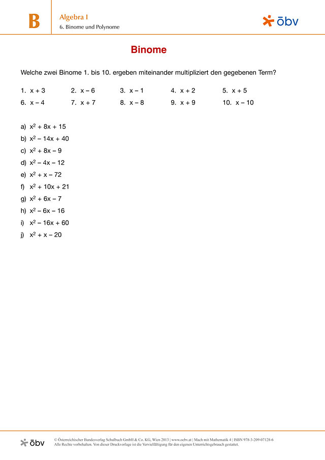 6. Binome und Polynome - Binome