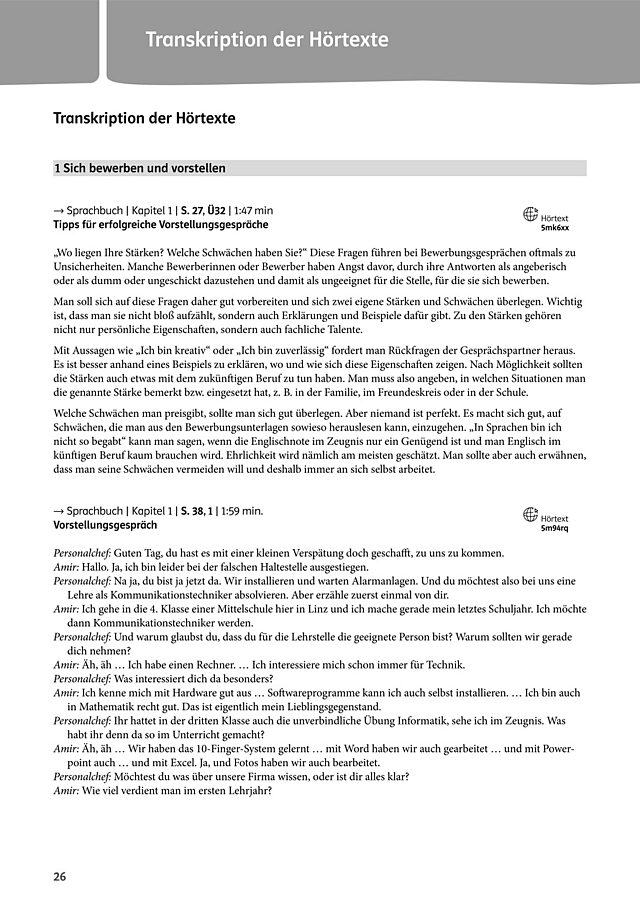 Transkription der Hörtexte