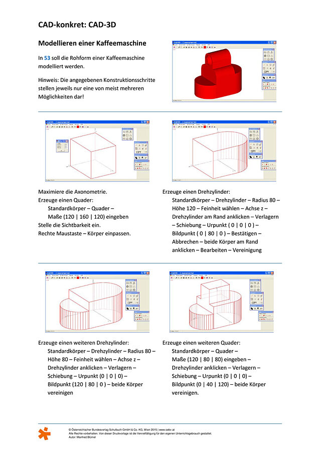 CAD konkret (CAD-3D): Modellieren einer Kaffeemaschine