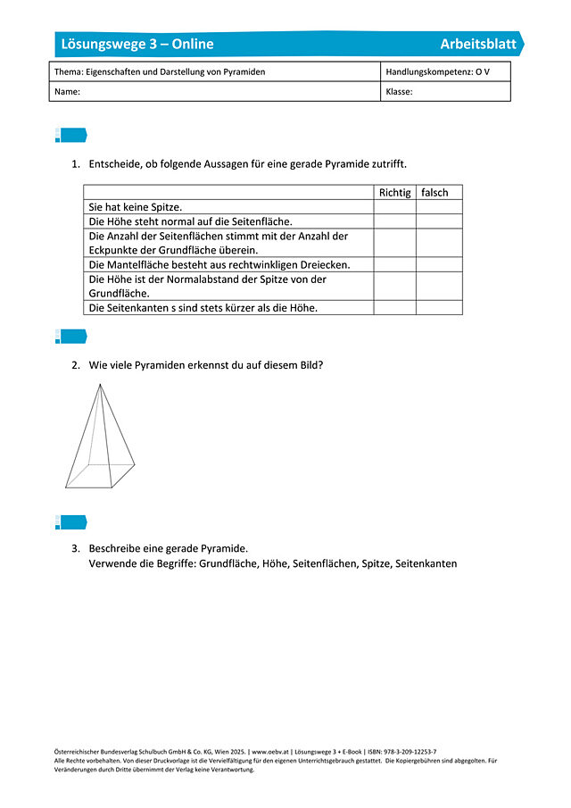Eigenschaften und Darstellung von Pyramiden