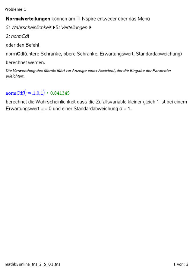 Wahrscheinlichkeiten einer normalverteilten Zufallsvariablen berechnen