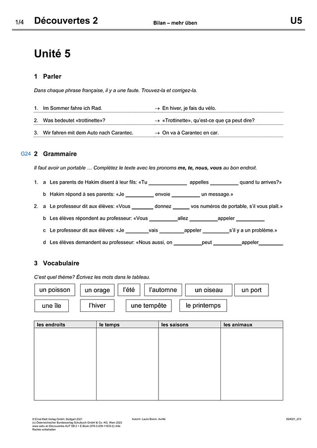 Bilan - mehr üben