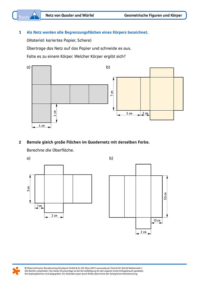 Netz von Quader und Würfel