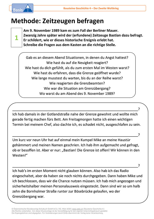 Methode: Zeitzeugen befragen Basis