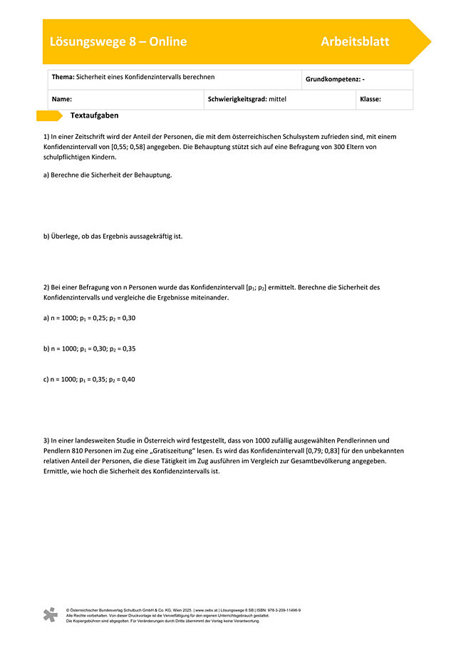 Sicherheit eines Konfidenzintervalls berechnen