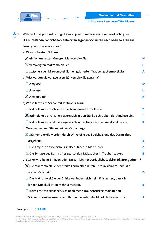 Stärke - ein Reservestoff für Pflanzen