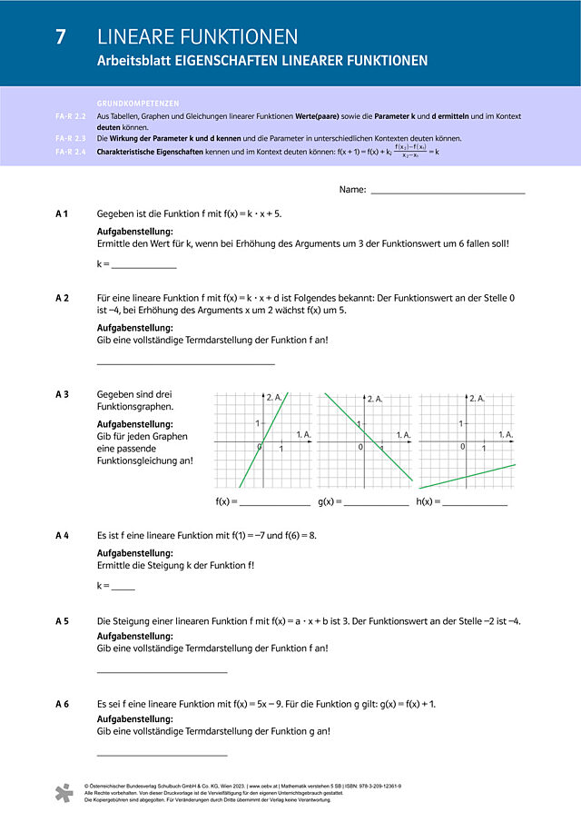 Eigenschaften linearer Funktionen