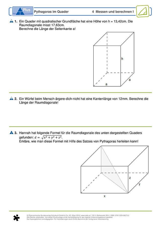 Pythagoras im Quader