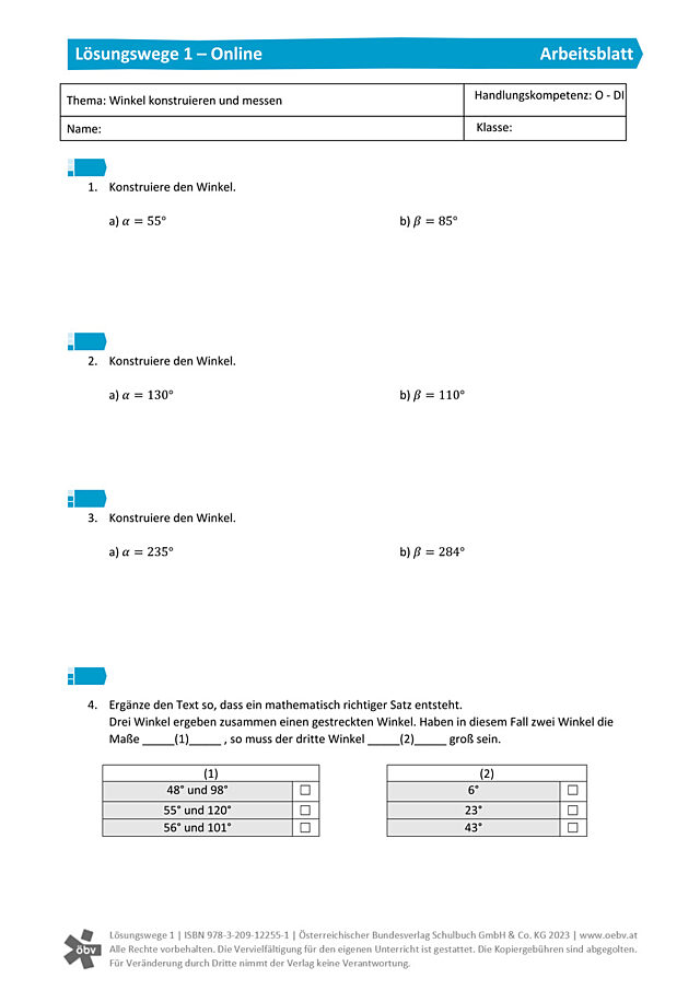 Winkel konstruieren und messen 3