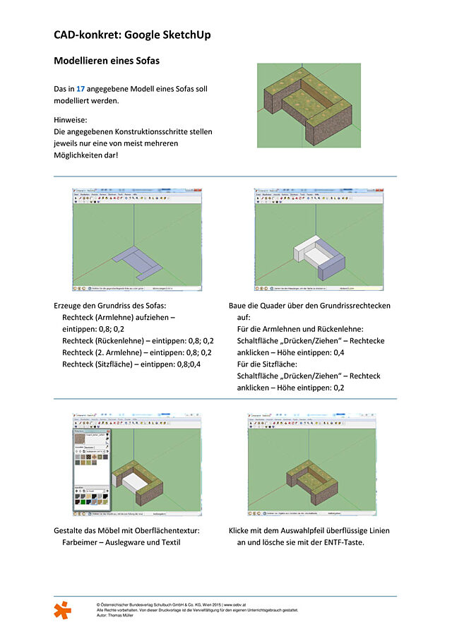 CAD konkret (Google SketchUp): Modellieren eines Sofas
