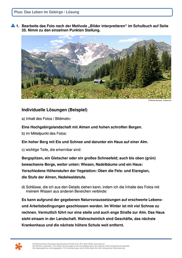 Das Leben im Gebirge