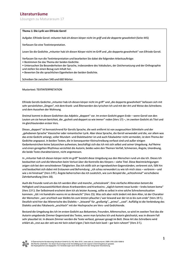 Maturaraum 17 - Die Gegenwartsliteratur - mit Österreichschwerpunkt