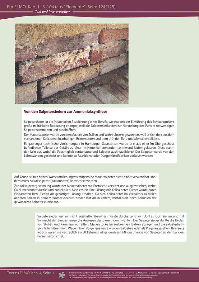 Text und Interpretation „Von den Salpetersiedern zur Ammoniaksynthese“