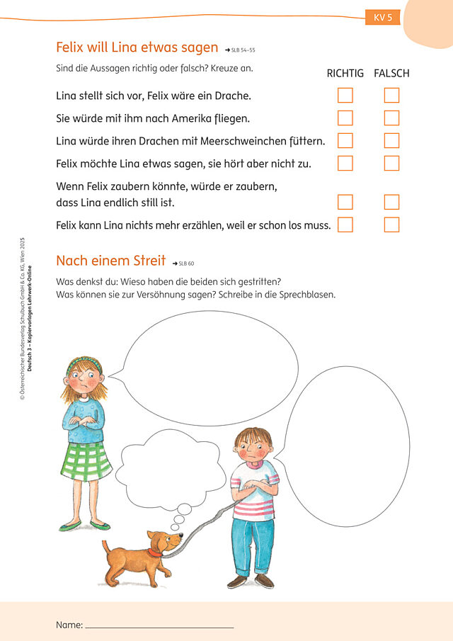 Felix will Lina etwas sagen, Nach einem Streit