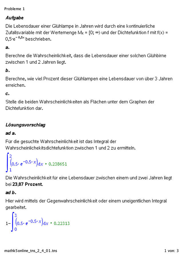 Wahrscheinlichkeit einer kontinuierlichen Zufallsvariablen berechnen