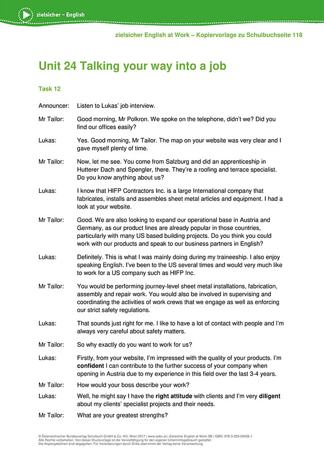Talking your way into a job