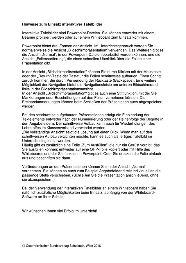 Hinweise zur Verwendung interaktiver Tafelbilder