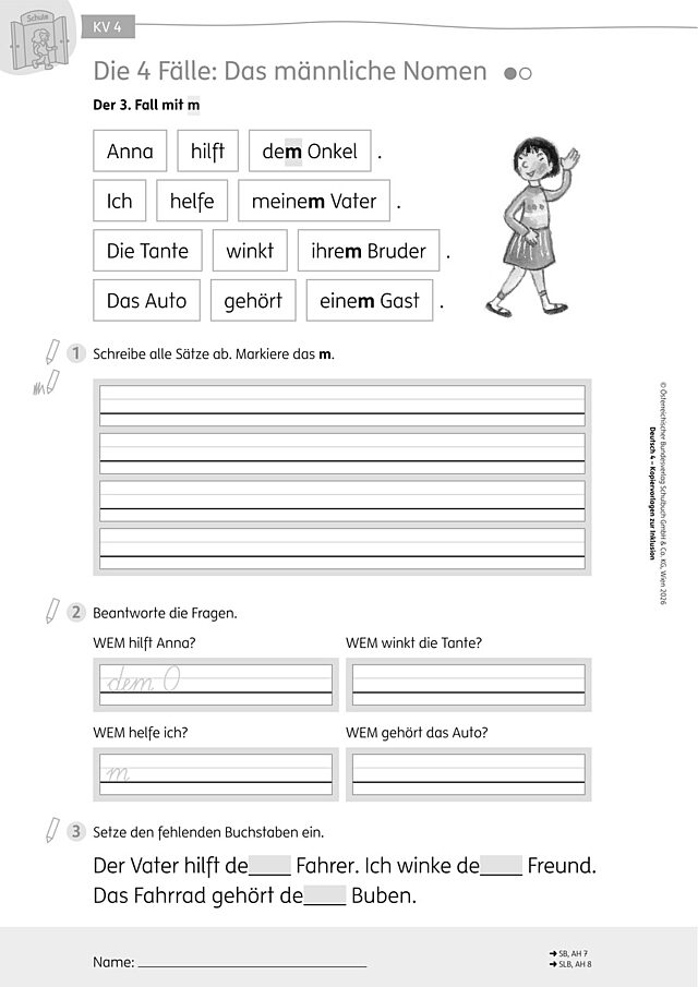 KV4 Die 4 Fälle: Das männliche Nomen