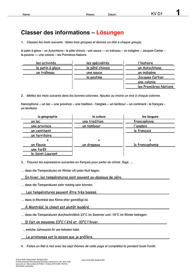 Classer des informations