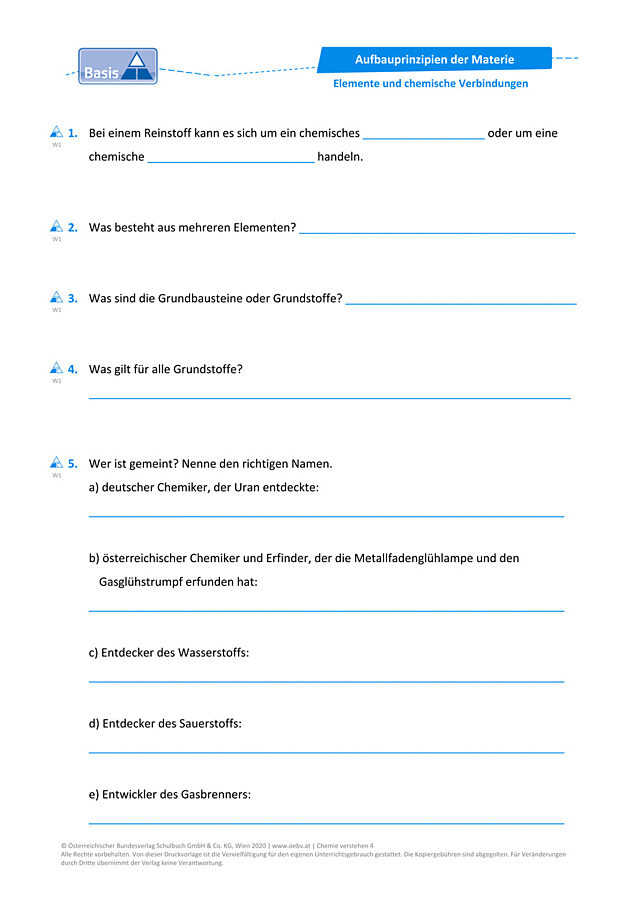Elemente und chemische Verbindungen