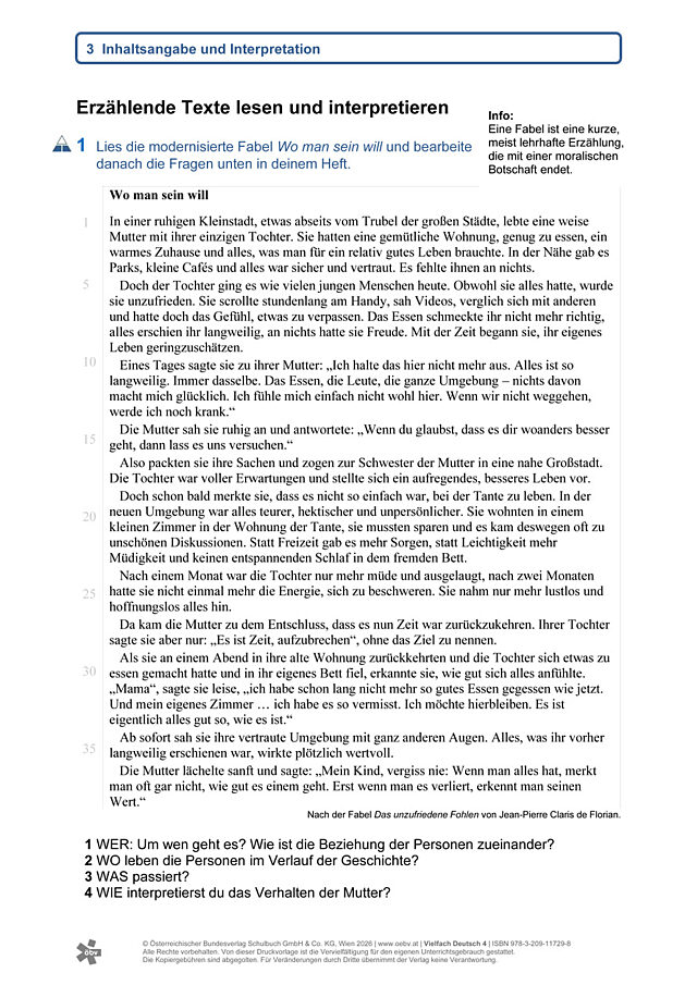 Erzählende Texte lesen und interpretieren