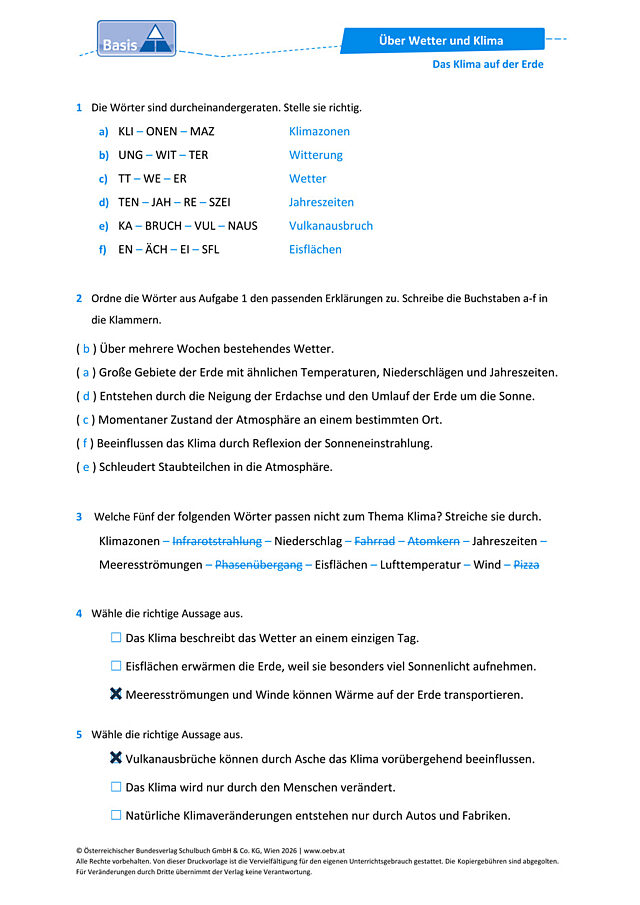 Das Klima auf der Erde