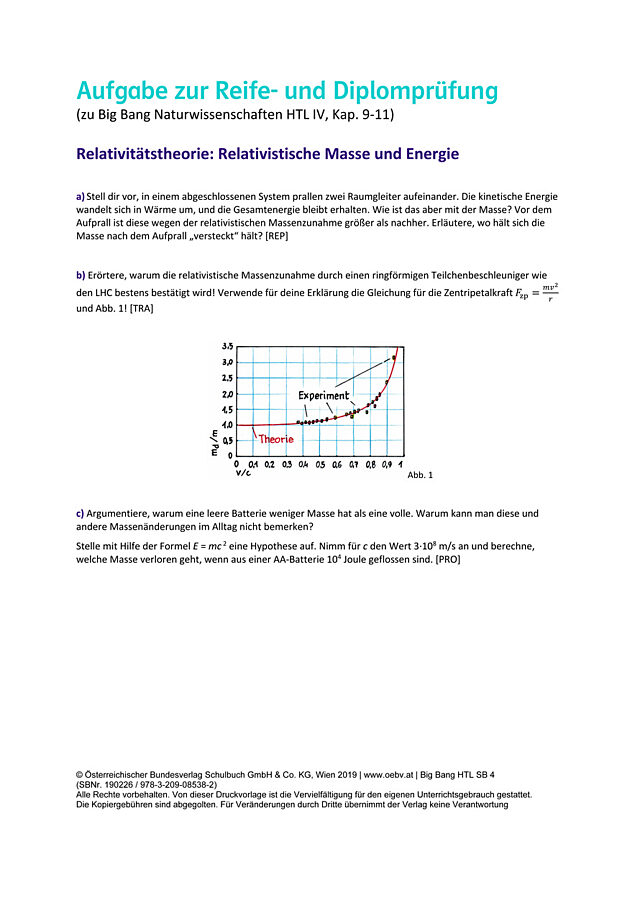 Relativitätstheorie: Relativistische Masse und Energie