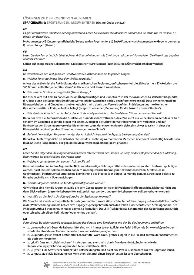 Erörterungen, Argumentieren