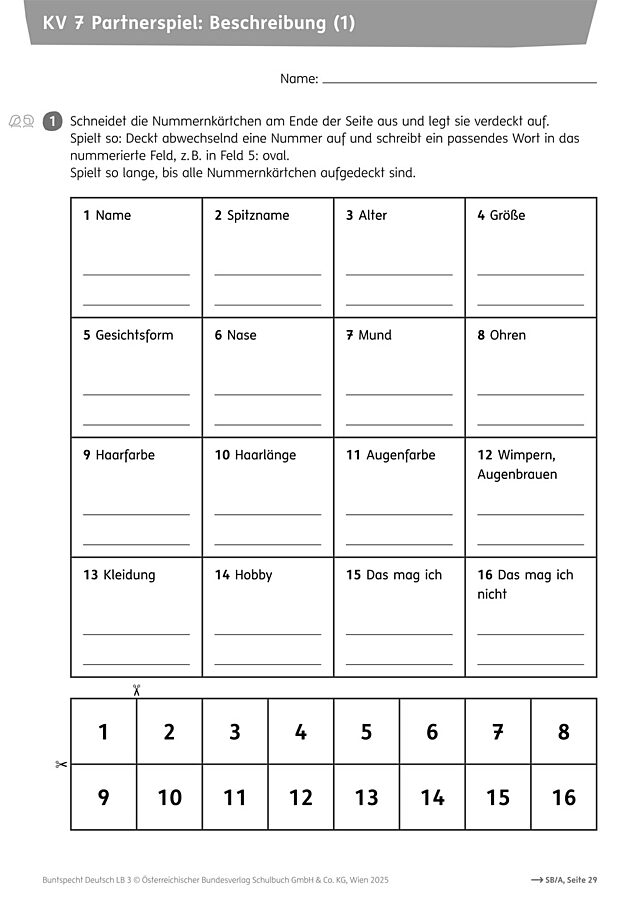 Partnerspiel: Beschreibung (1)