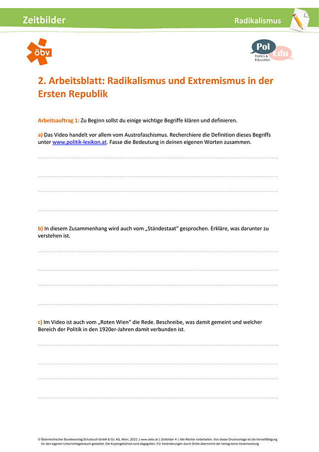 Radikalismus und Extremismus in der Ersten Republik