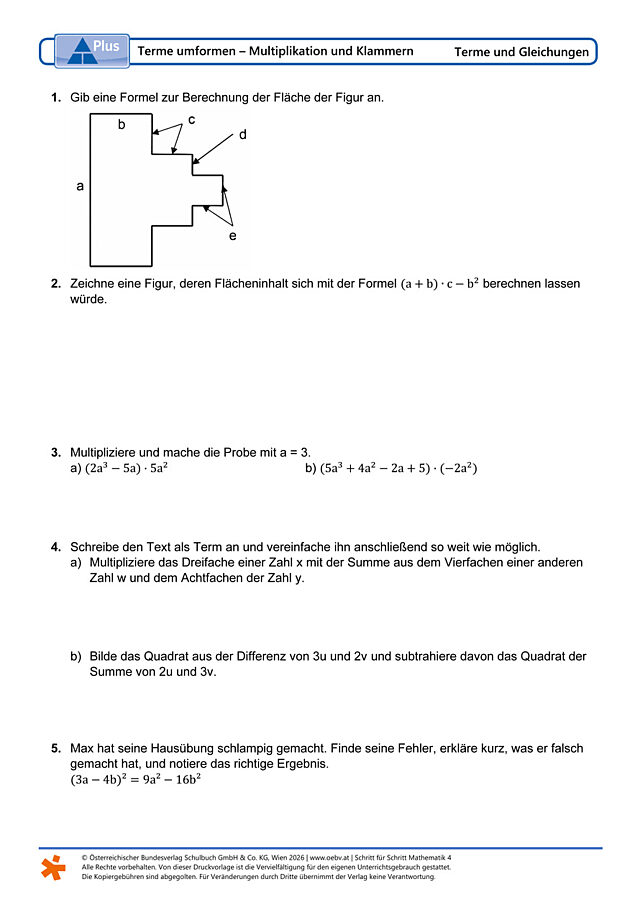 Terme umformen – Multiplikation und Klammern