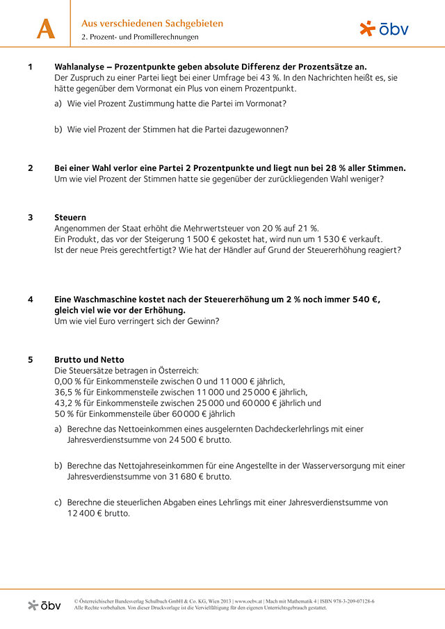 2. Prozentrechnungen – Rückblick