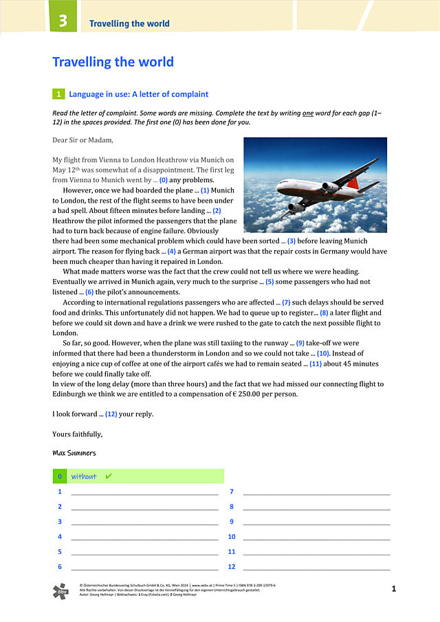 Travelling the world: Language in use (open gap fill)