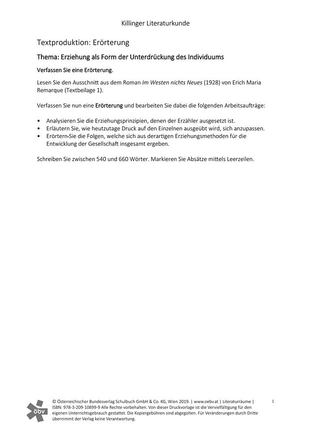 Textproduktion Erörterung Erziehung