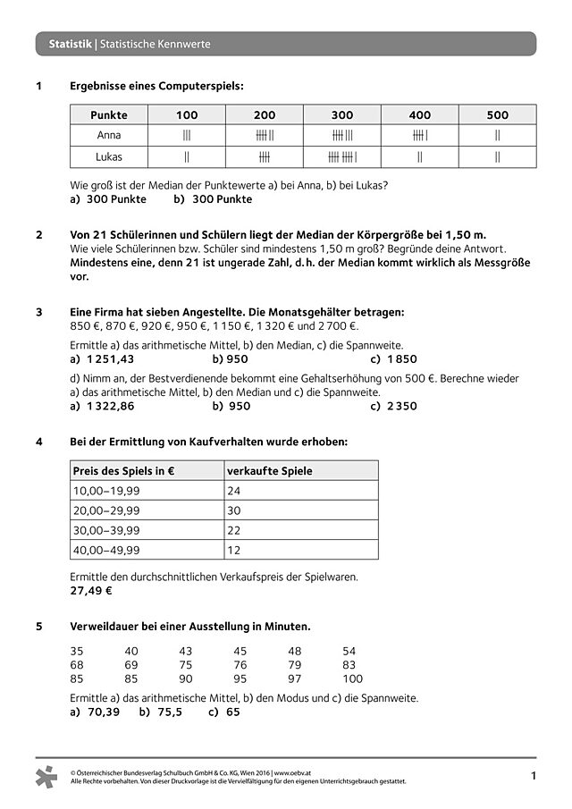 Allgemeines Arbeitsblatt anspruchsvoll – Lösung (PDF)