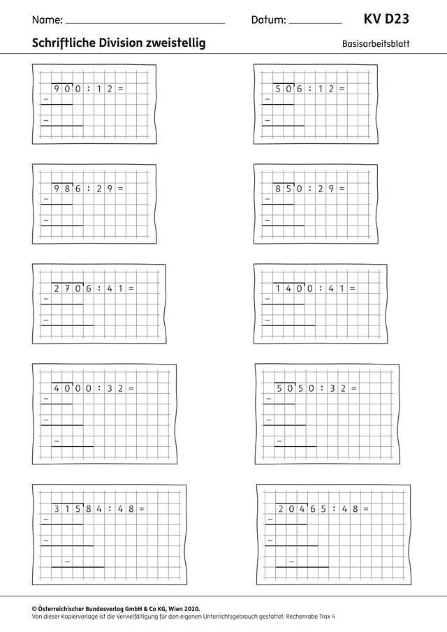 Schriftliche Division zweistellig
