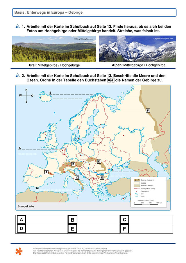 Europa - Gebirge