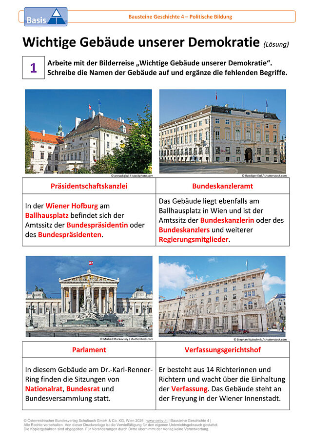 Wichtige Gebäude unserer Demokratie