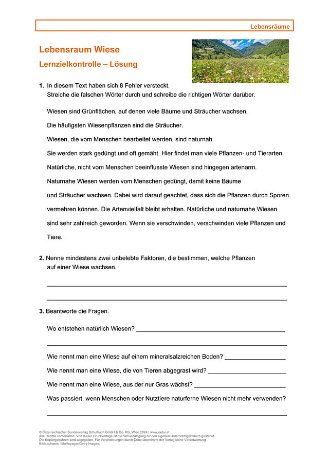 Lebensraum, Wiese