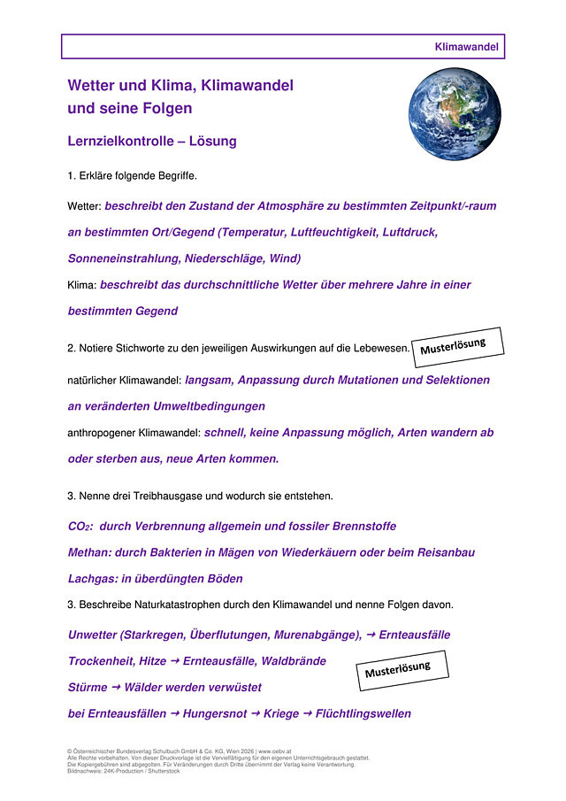 Wetter und Klima, Klimawandel und seine Folgen
