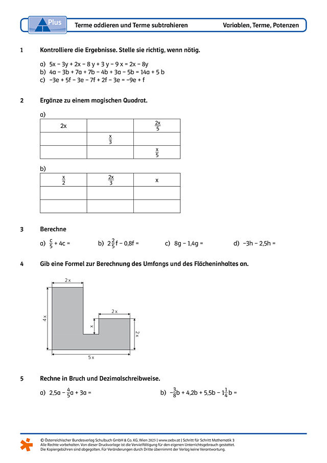 Addieren und Subtrahieren von Termen
